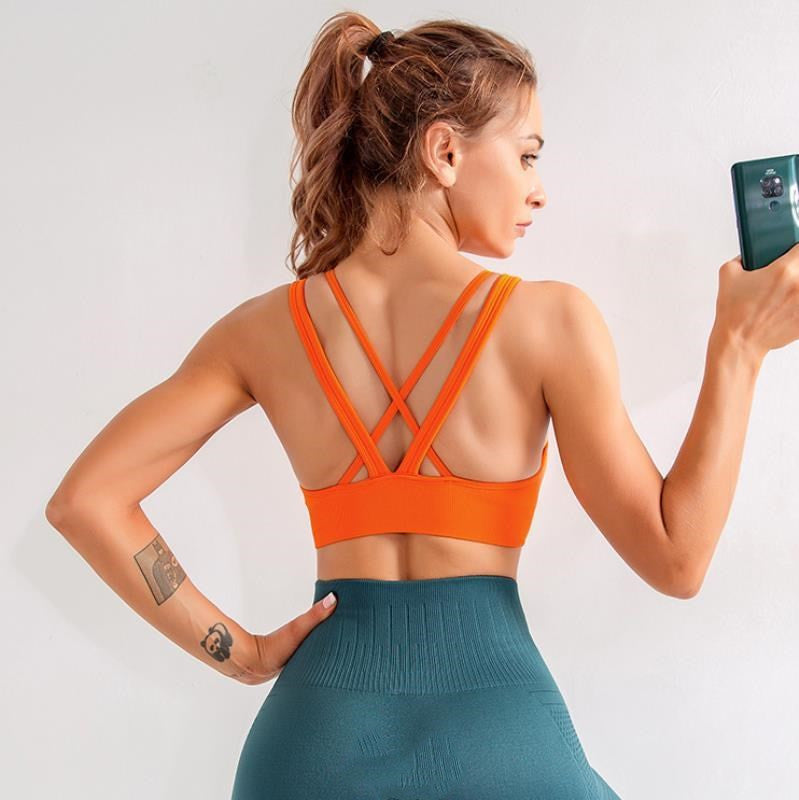 Seamless beauty girl back bra cross breathable dry