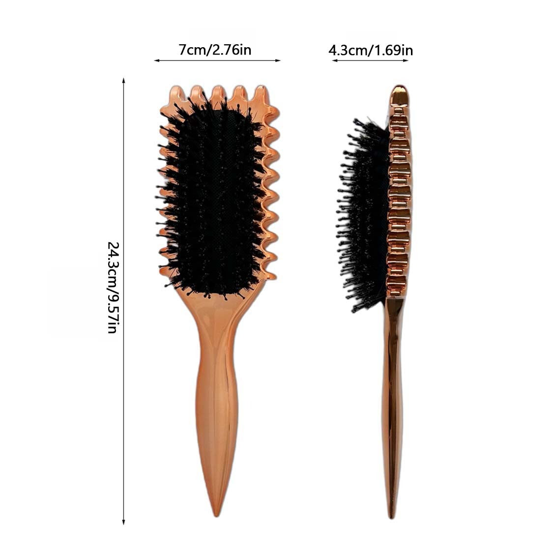 Gold Plated Curling  Brush, Curl Defining Brush, Curl Brush For Curly Hair, For Combing And Shaping Men's And Women's Curls To Reduce Pulling And Curl Separation