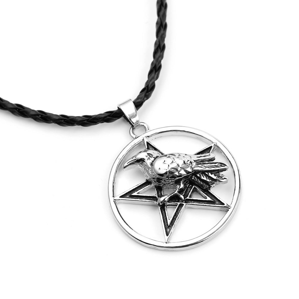 Popular Odin animal five-pointed star animal crow witchcraft necklace