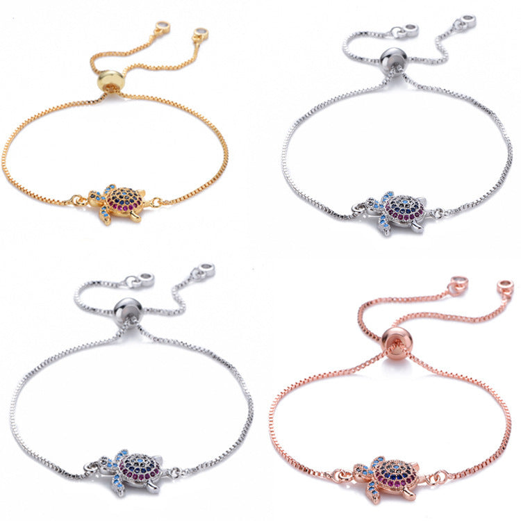 Tortuga Micro incrustaciones de color tortuga pulsera colgante