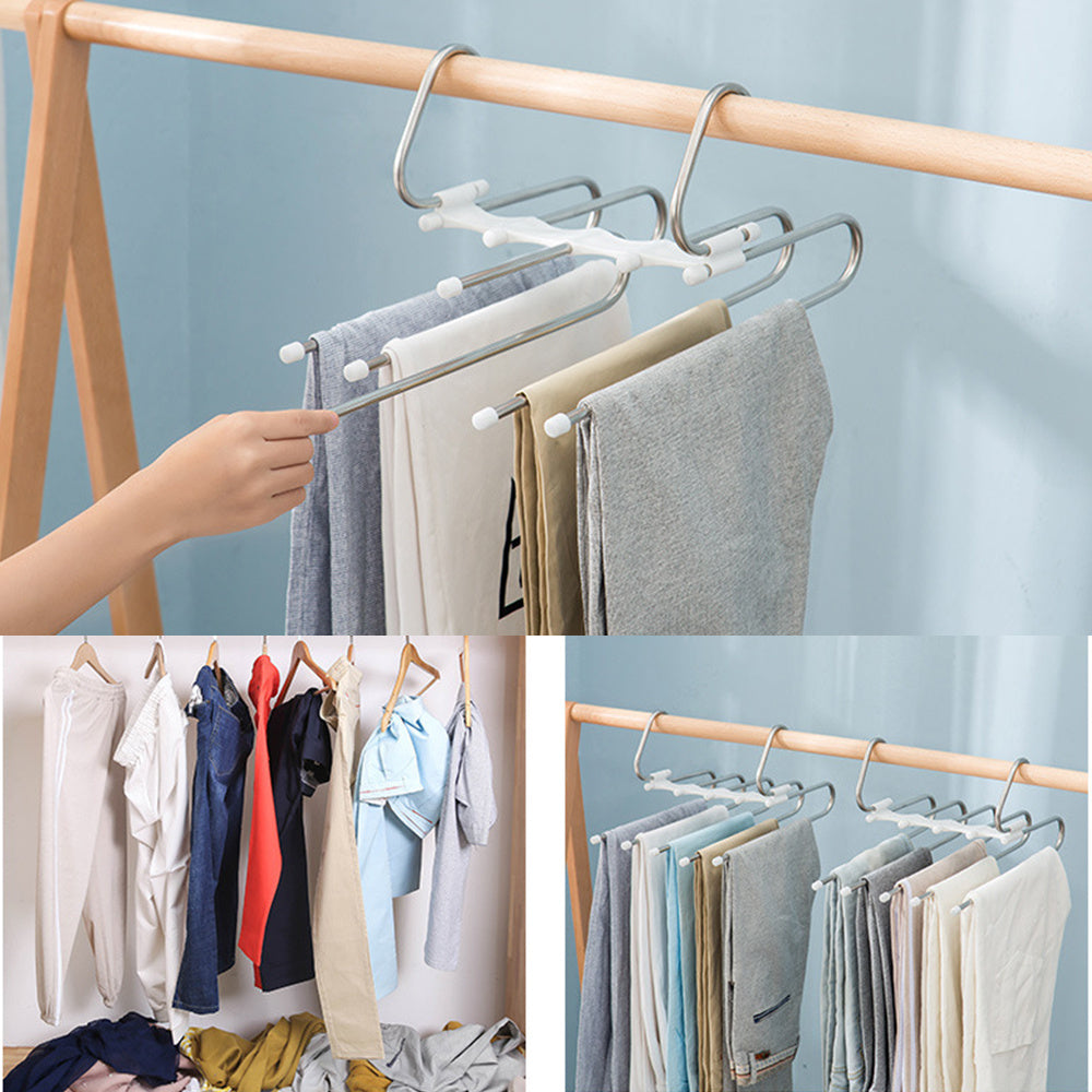 5 En 1 percha de armario multifuncional perchas de ropa pantalones de acero inoxidable mágico perchas de ropa para Perchero de ropa