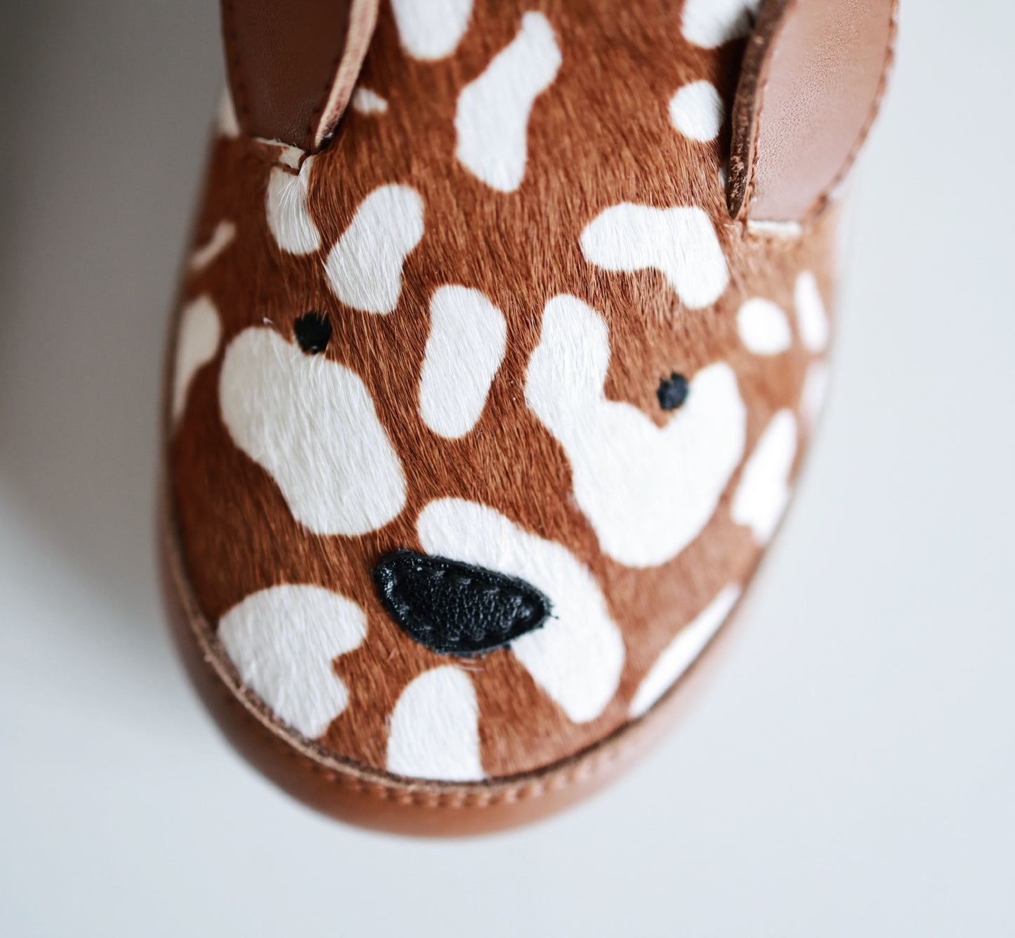 Deer Animal Pattern Genuine Leather Children Velcro Soft Sole Shoes