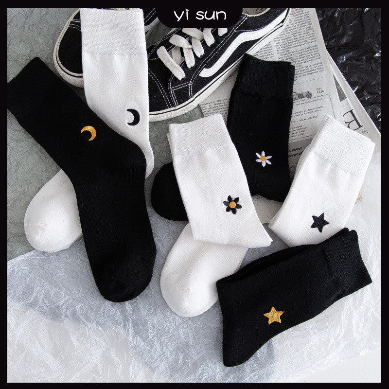 Stars And Moon Pure Color High-top Stockings Jk Socks Tide Socks