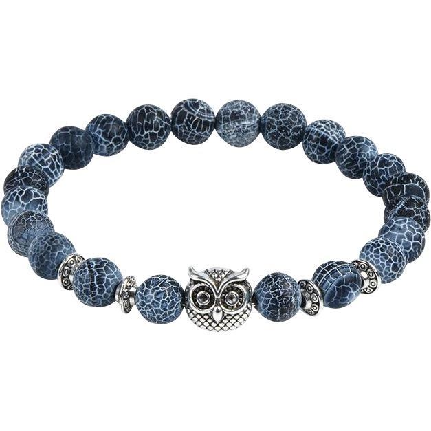 Pulsera de Yoga con cabeza de búho de piedra Natural