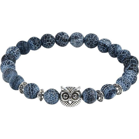 Pulsera de Yoga con cabeza de búho de piedra Natural