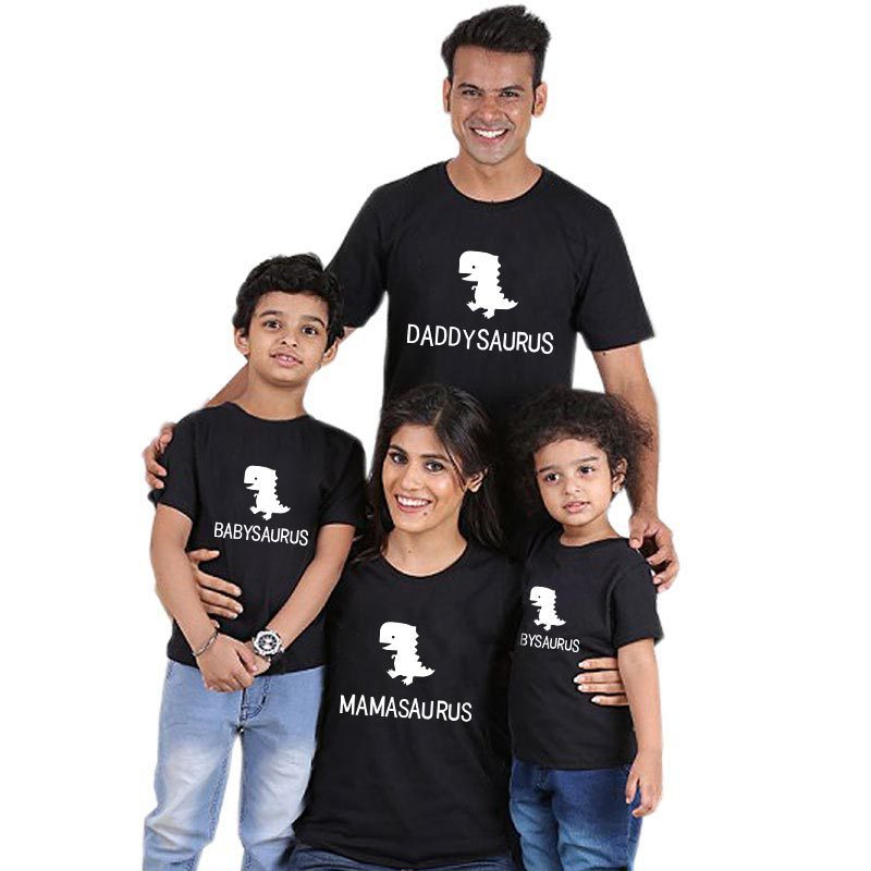 Valentine's Day Parent-child Wear Mom Dad Short Sleeve Shirt Cute Dinosaur Print Mother-child Suit Boy T Children Short Sleeve