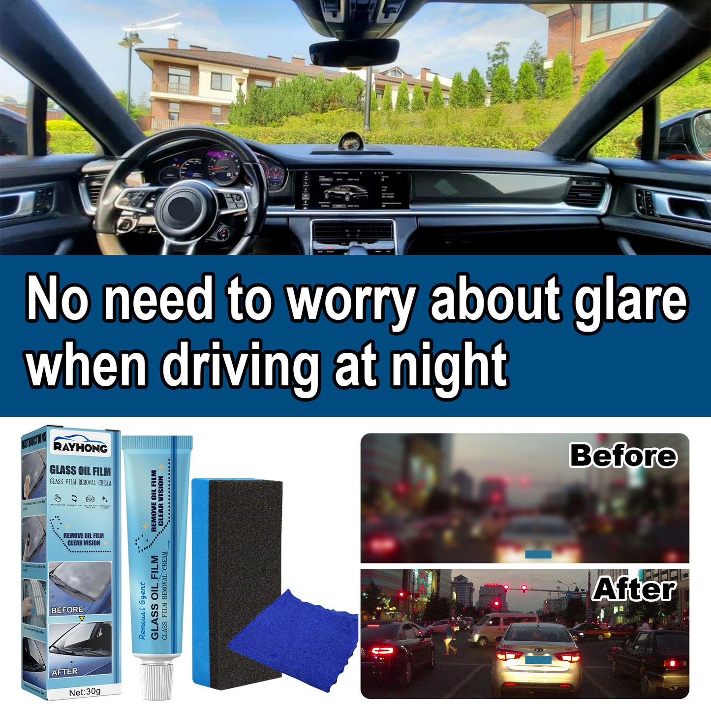 Car Windshield Glass Decontamination Rainproof Oil Film Remover