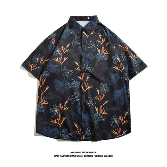 Fashionable Hawaiian Ice Silk Inch Shirt Man