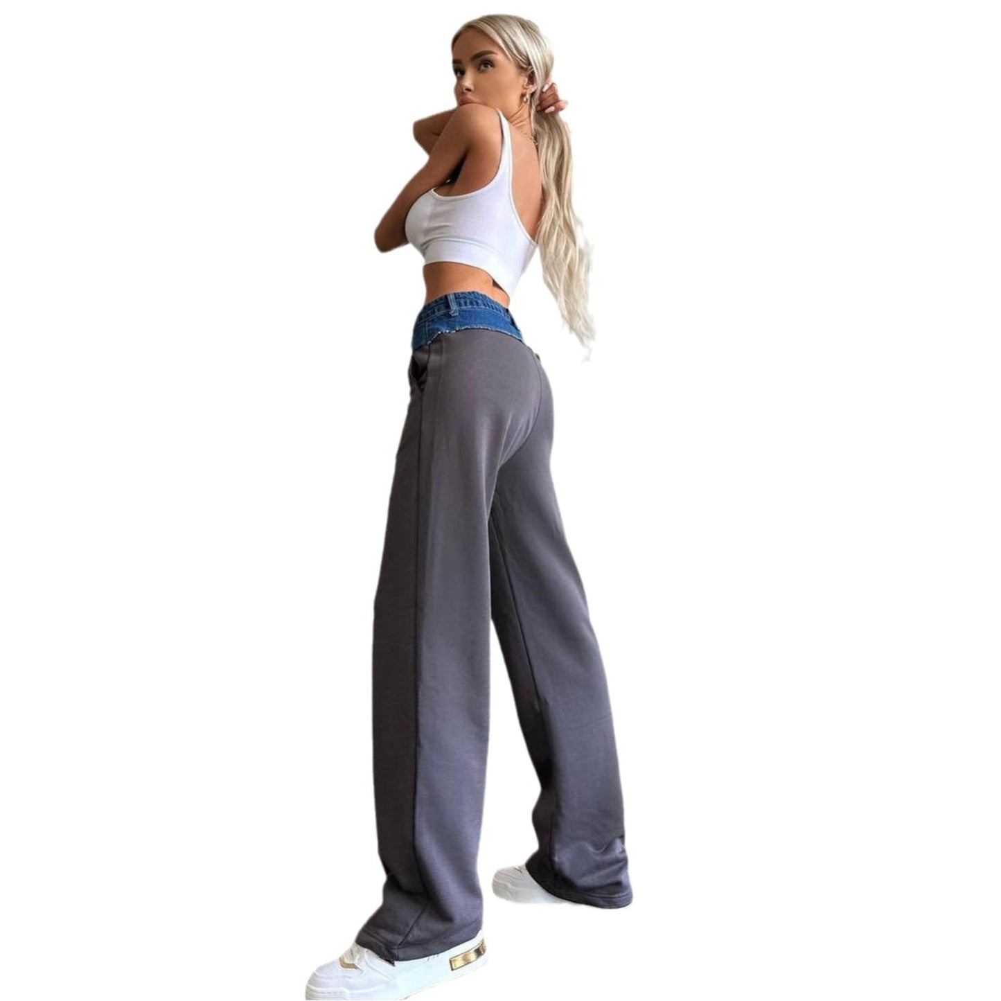 Loose Draping Effect Straight-leg Trousers Women