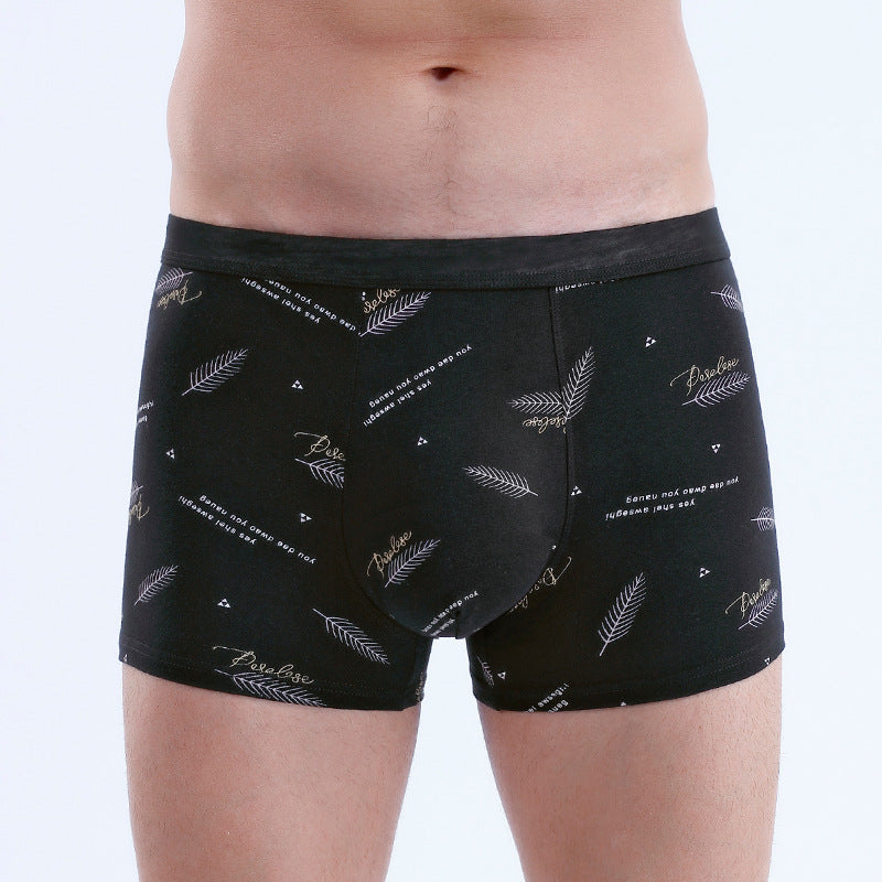 Men's Cotton U-convex Boxers Mid-waist Three-dimensional Printing