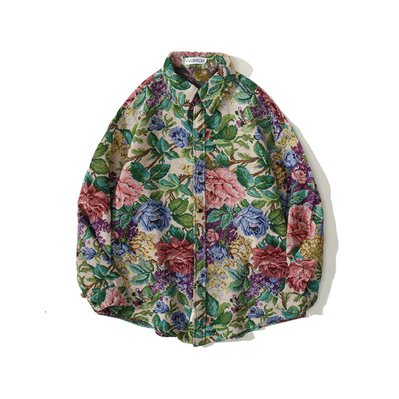 Men's Loose-fitting Autumnwinter Wear Japanese Woolen Coat Retro Long-sleeved Shirt