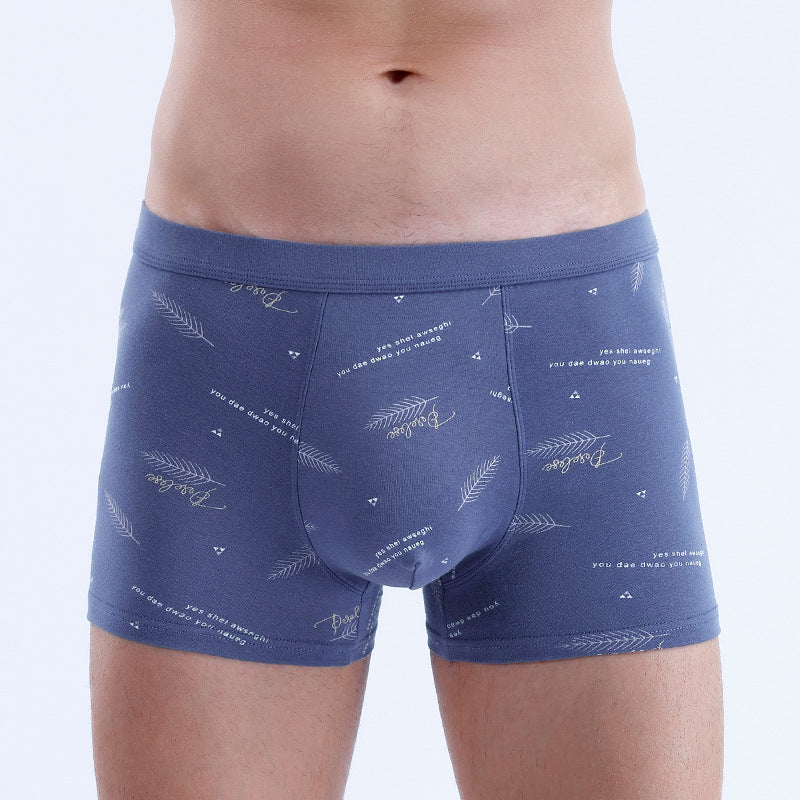 Men's Cotton U-convex Boxers Mid-waist Three-dimensional Printing