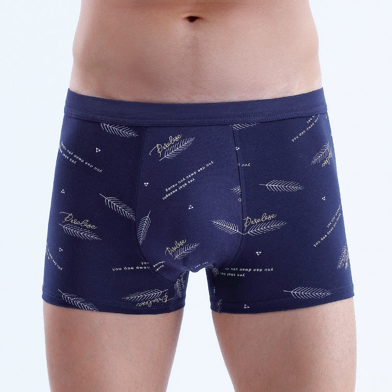Men's Cotton U-convex Boxers Mid-waist Three-dimensional Printing