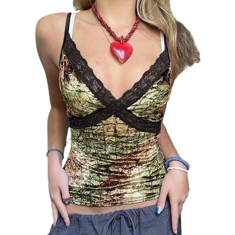 Printed Lace Hot Girl Vest