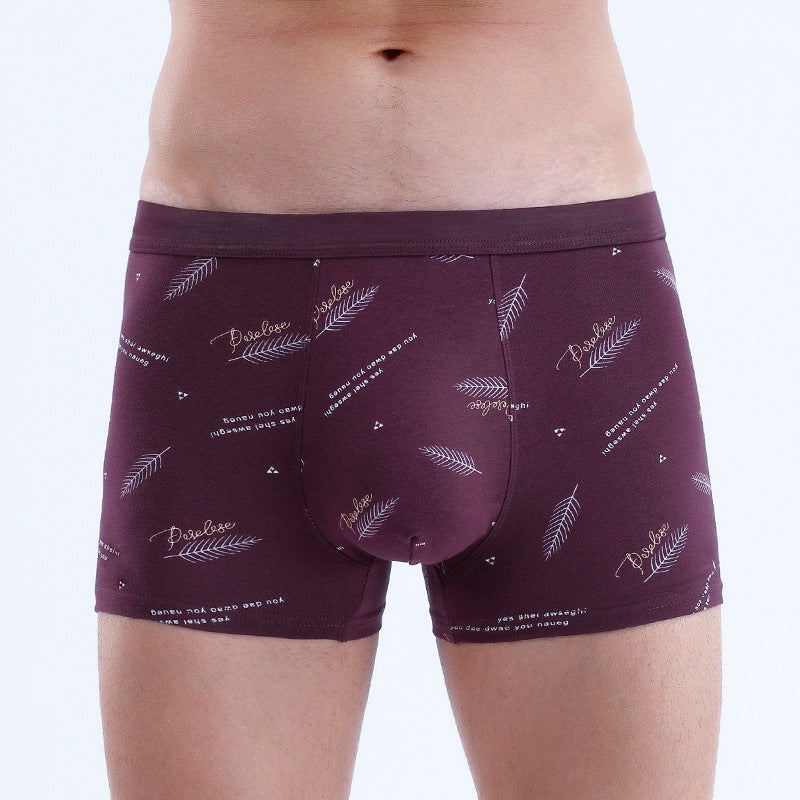 Men's Cotton U-convex Boxers Mid-waist Three-dimensional Printing
