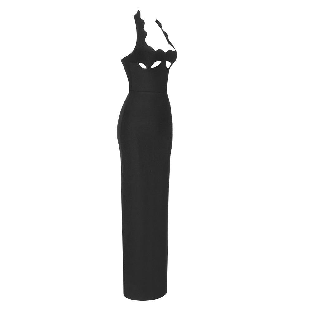 Sexy Halterneck Simple Lace Square Neck Dress