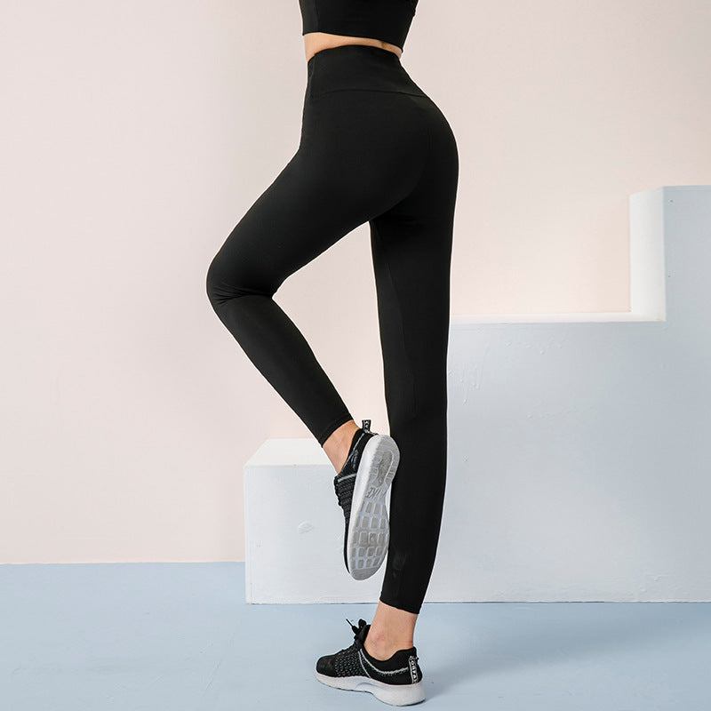 Autumn And Winter High Waist Yoga Pants Women's Skin-friendly Double-sided Nude Feel Cross High Waist Slim Look Running Fitness Sports Pants