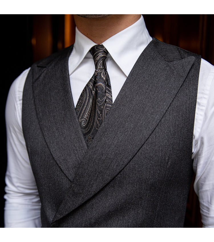 Slim Business Double Breasted Solid Color Vest Man