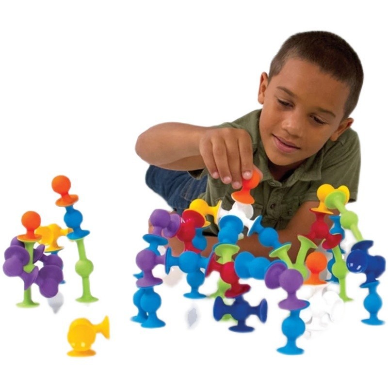 DIY Silicone Early Education Puzzle Children Education Manual Suction Cup Silicone Toy Building Block Model