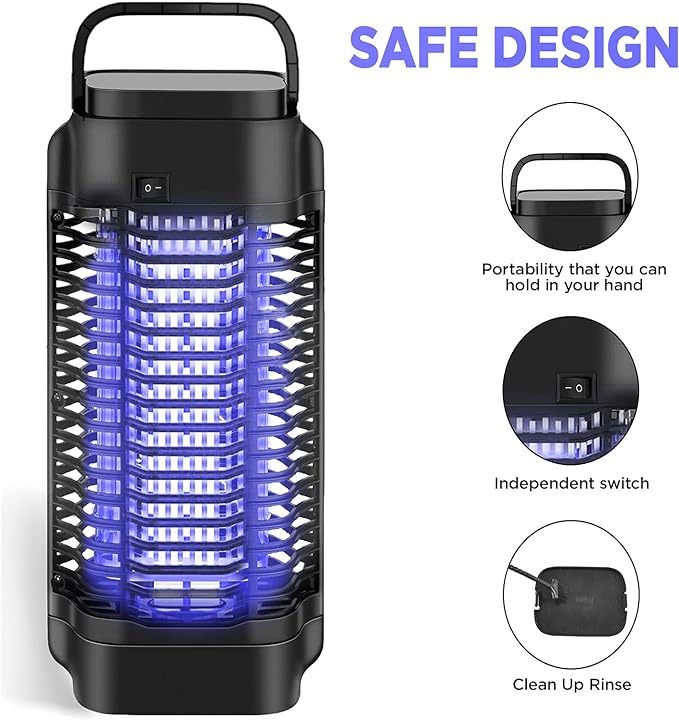 Bug Zapper For Indoor Outdoor, Rechargeable Mosquito Zapper With 3600V High Powered, Electric Pest Control Insect Fly Zapper Can Attract Gnats, Mosquitoes, Flies, Moths For Home, Patio