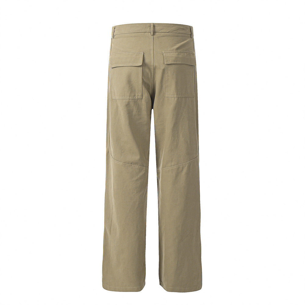 Solid Color Workwear Straight-leg Trousers Men