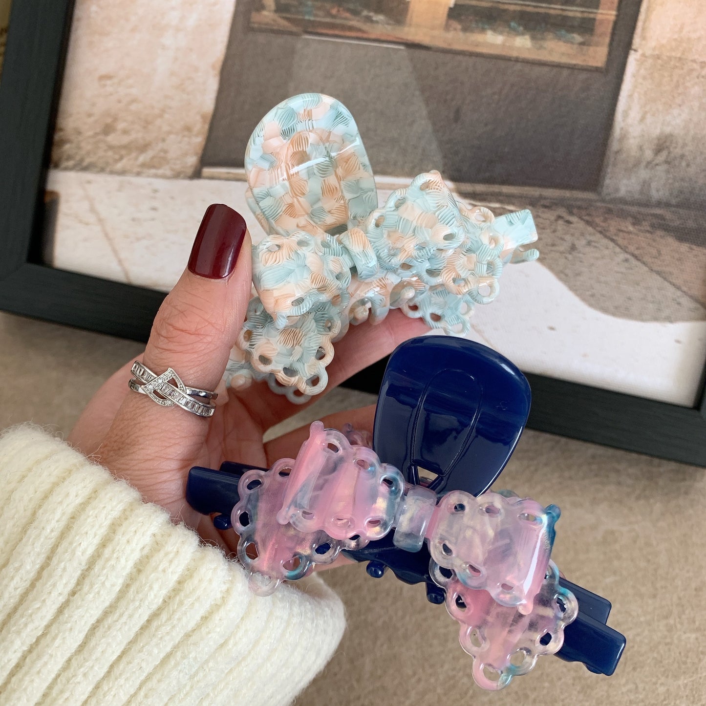 Acetate Lace Bow Barrettes Sweet Temperament Girl