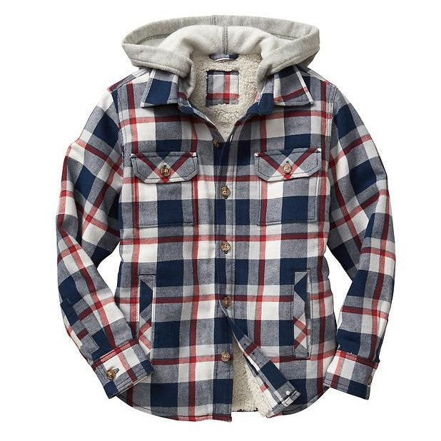 Leisure Hooded Jacket Off Two Lattice Coat