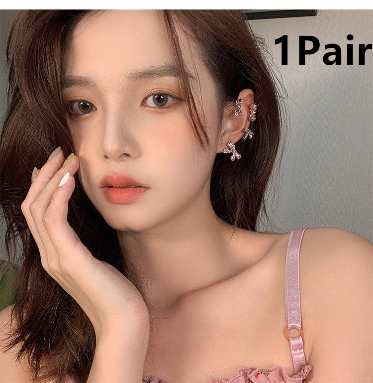 Diamond-studded Bow Earrings Summer Trendy Ear Clips