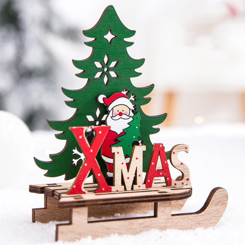 Creative Painted Wooden Assembling DIY Sled Car