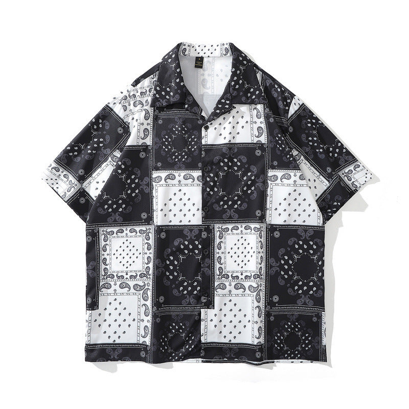American Street Hip-hop Animal Full Print Short Sleeve Shirt Man