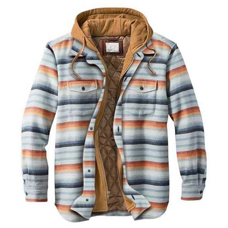 Leisure Hooded Jacket Off Two Lattice Coat