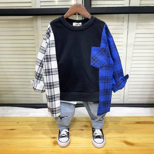 Stitching Bottoming Shirt Spring And Autumn Children Trendy Long Sleeve Top