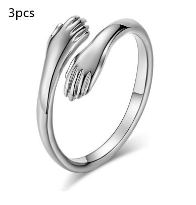 Aleación Simple manos abrazo anillo apertura ajustable joyería