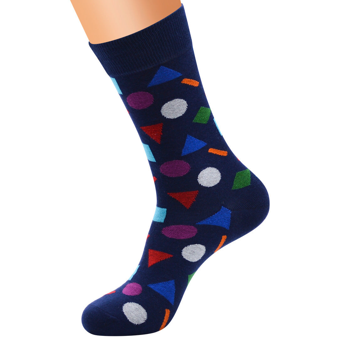 Geometric Contrast Color Personalized Foreign Trade Men's Cotton Long Socks