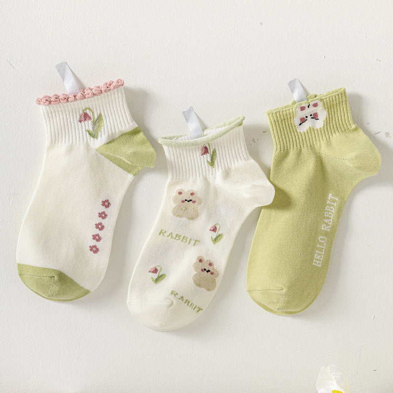 Women's Fashion Casual Combed Cotton Short Tube Socks