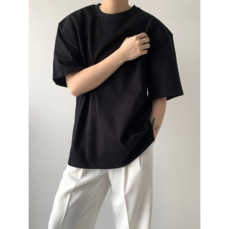 Men's Summer Cotton Short Sleeve Solid Color T-shirt