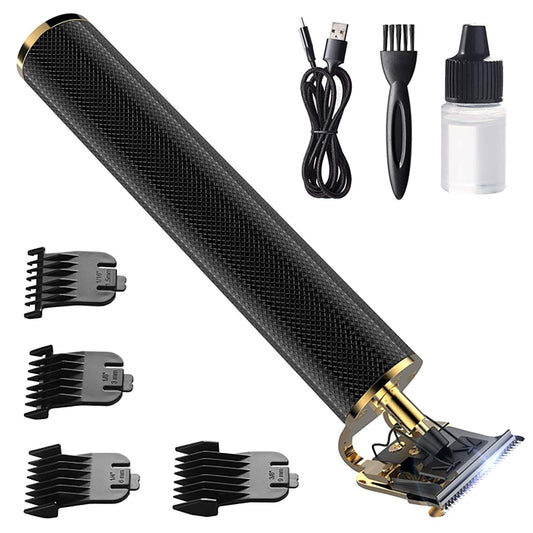 Cortapelos para hombre, recortadora de pelo profesional sin cable, recortadora de barba para hombre, Kit de corte de pelo inalámbrico para barberos, recargable por USB, plataforma amazónica negra y dorada prohibida