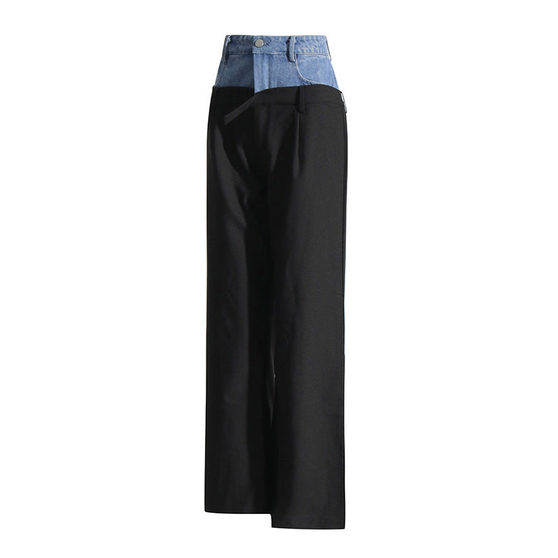 Satin Stitching Denim Retro Trendy Straight-leg Pants