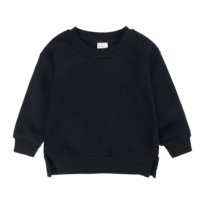 Round Neck Children Toddler Pullover Solid Color With Fur Korean Style Baby's Top