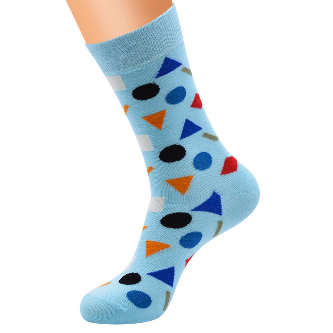 Geometric Contrast Color Personalized Foreign Trade Men's Cotton Long Socks