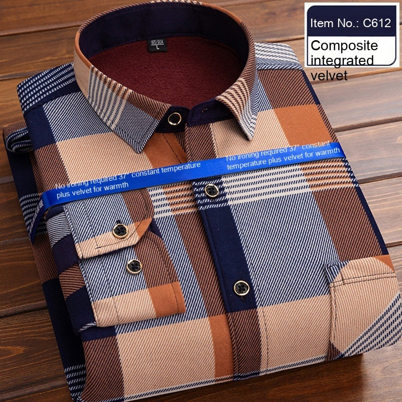 Men's Thermal Thickened Fleece Plaid Shirt