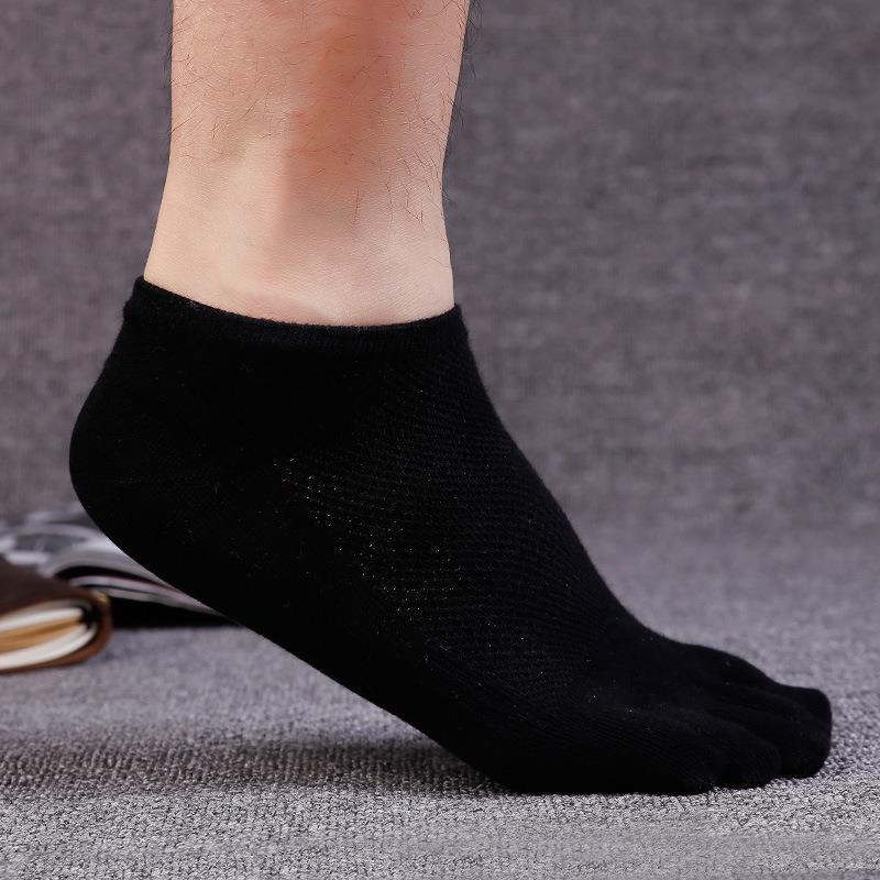 Men's Cotton Summer Short Tube Thin Socks Toe Socks Mesh Breathable