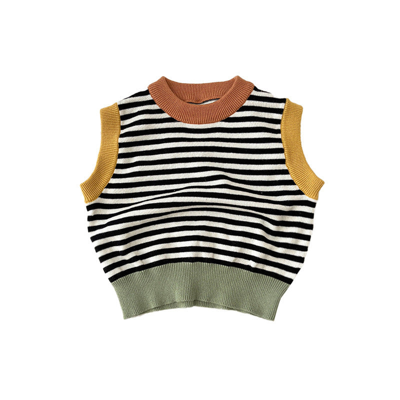 Vintage Striped Kids Pullover Vest