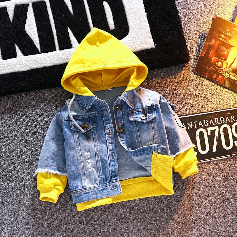 Boys' Denim Coat Spring And Autumn Korean Style Children's Jacket Top Western Style Medium And Large Children Handsome Baby Jacket For Girls And Children