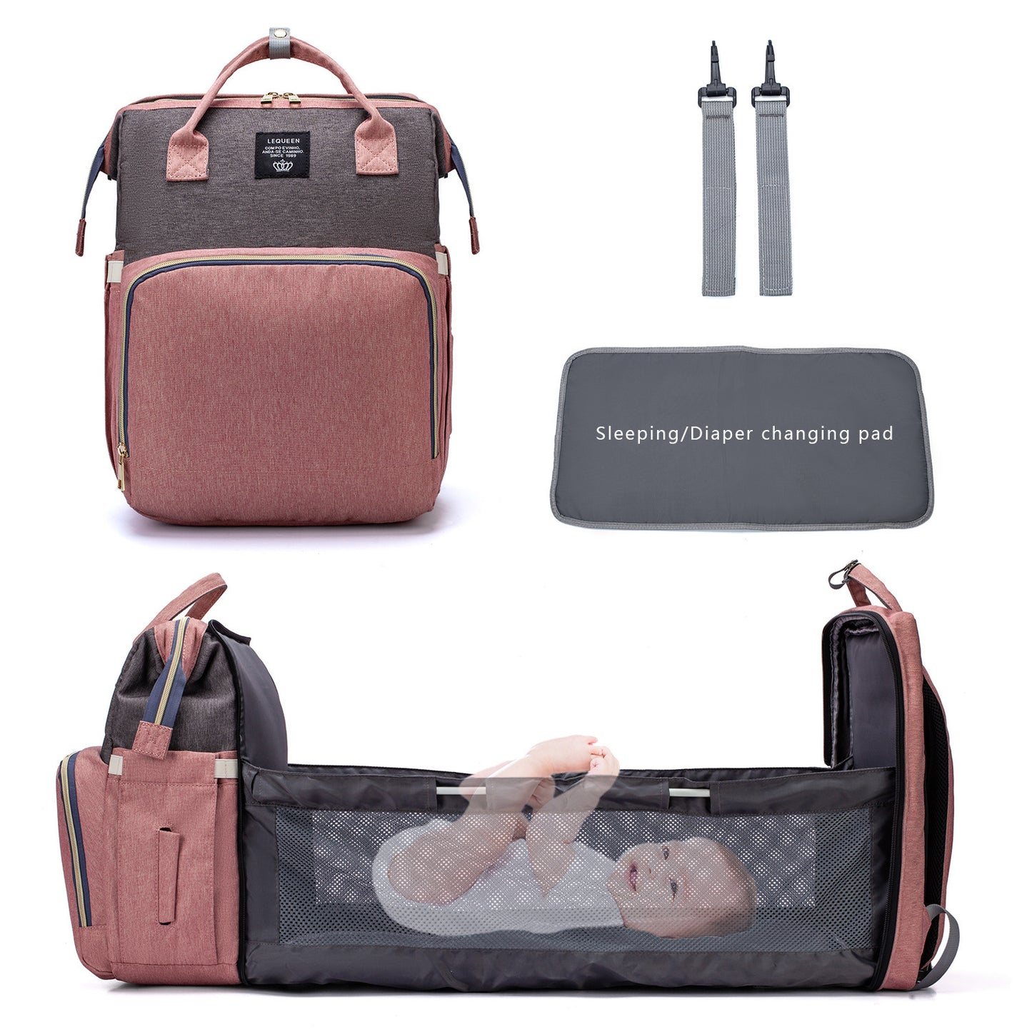 LEQUEEN bolsa de pañales de gran capacidad momia de lactancia mochilas de viaje cochecito de bebé cuidado del bebé maternidad bolso impermeable USB