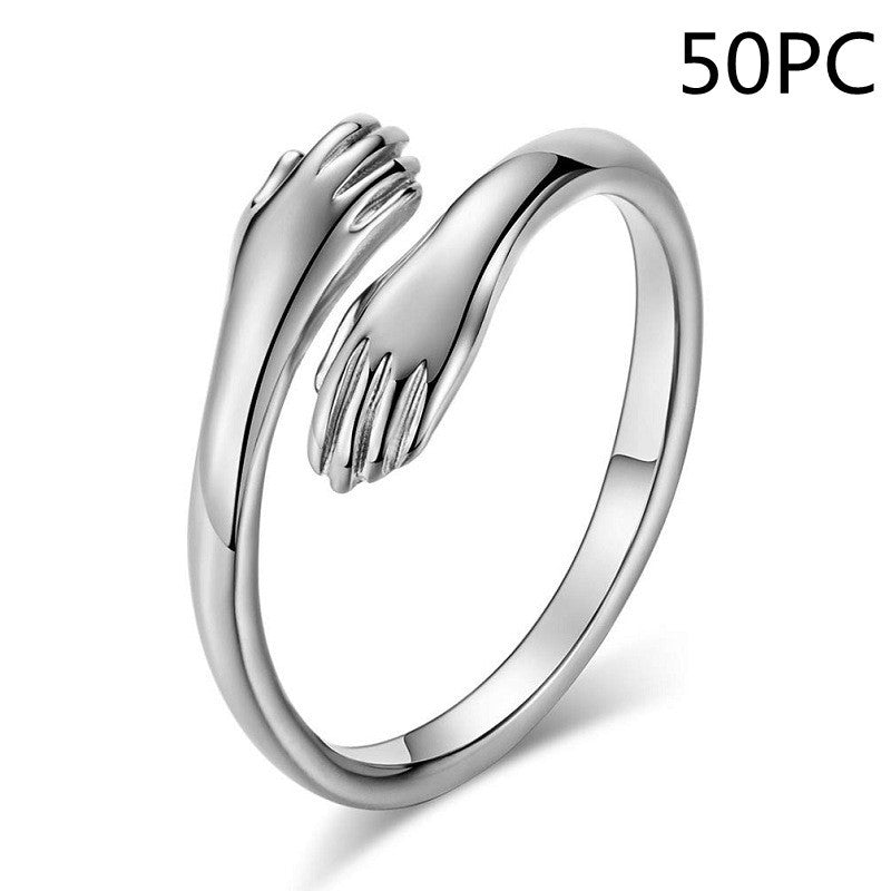 Aleación Simple manos abrazo anillo apertura ajustable joyería