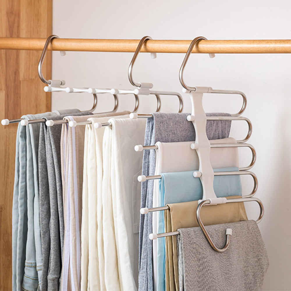 5 En 1 percha de armario multifuncional perchas de ropa pantalones de acero inoxidable mágico perchas de ropa para Perchero de ropa