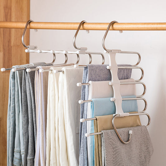 5 En 1 percha de armario multifuncional perchas de ropa pantalones de acero inoxidable mágico perchas de ropa para Perchero de ropa