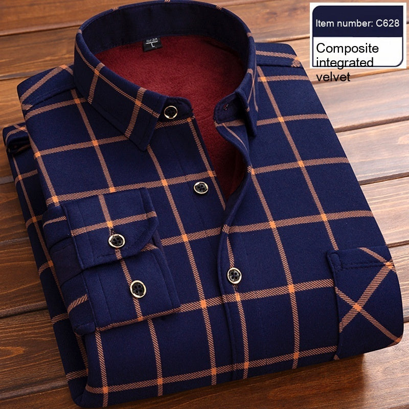 Men's Thermal Thickened Fleece Plaid Shirt