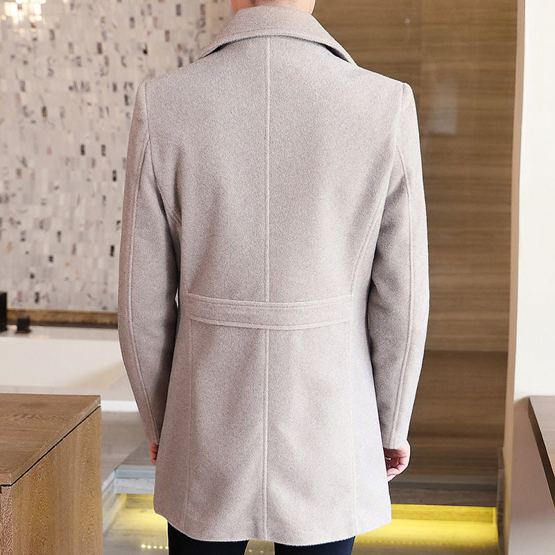 Abrigo De Lana De Invierno Para Hombre, Chaqueta Negra De Cachemira